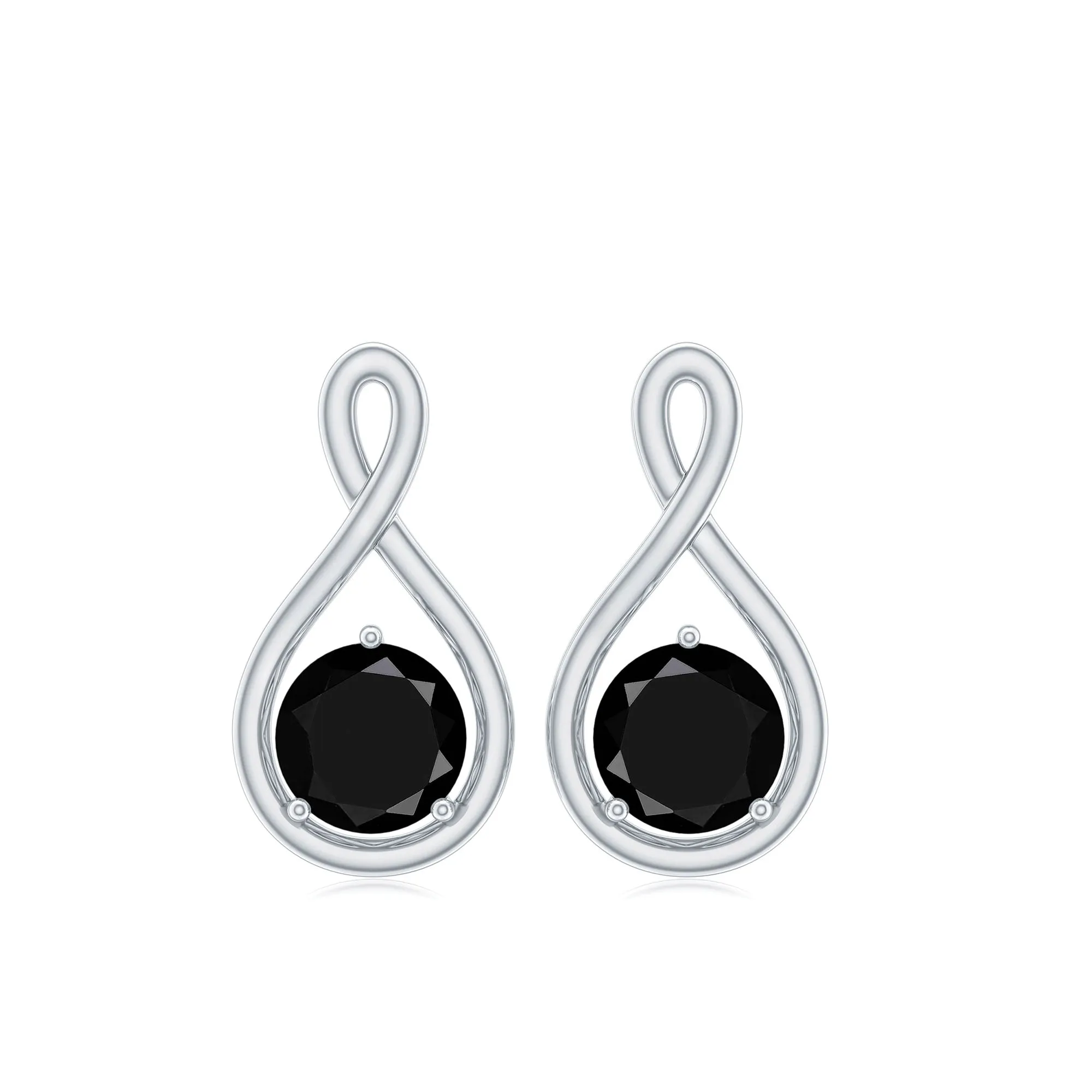 0.50 CT Round Cut Black Onyx Infinity Stud Earrings