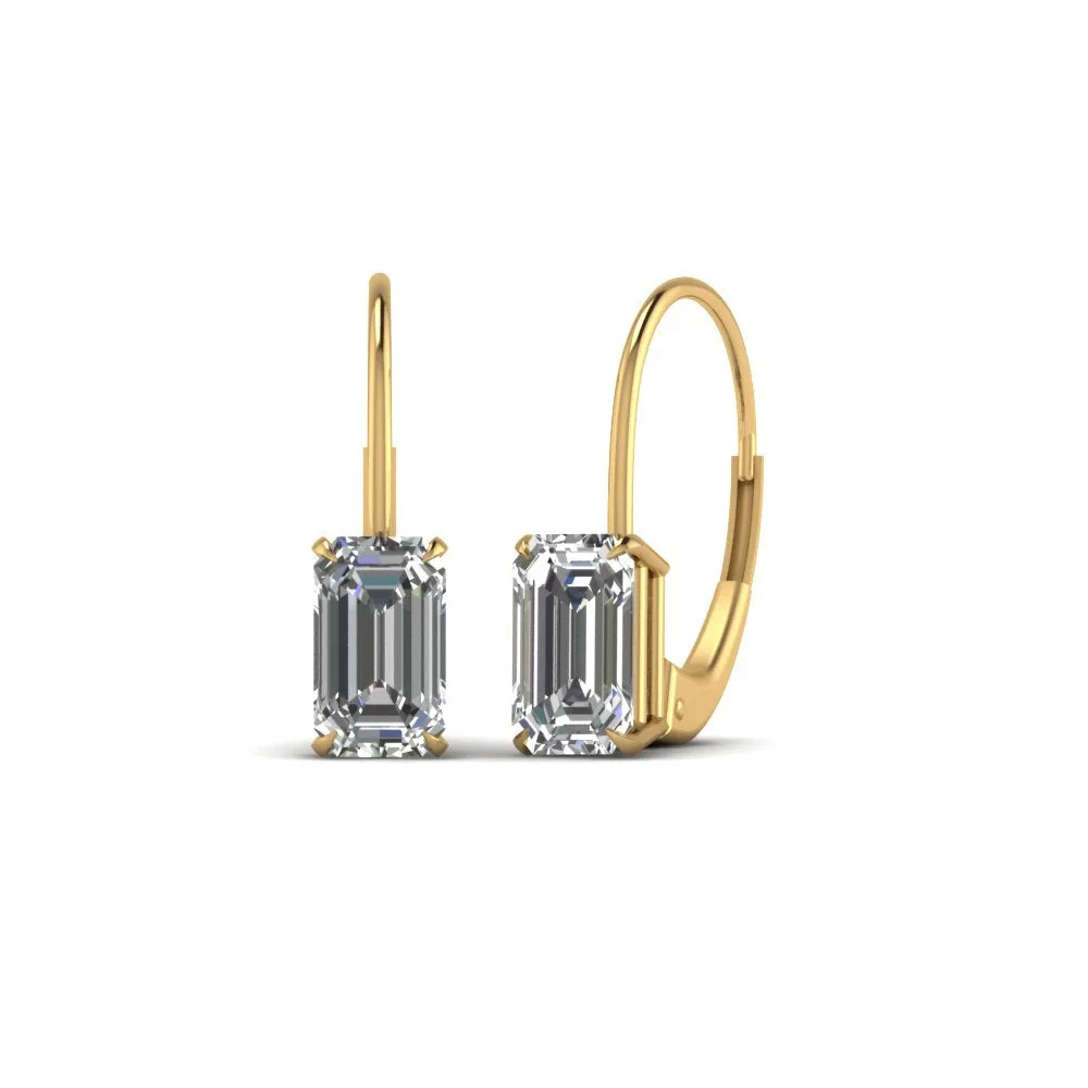 0.50 To 4 Carat Lab Diamond Leverback Stud Earring For Women 14K Gold