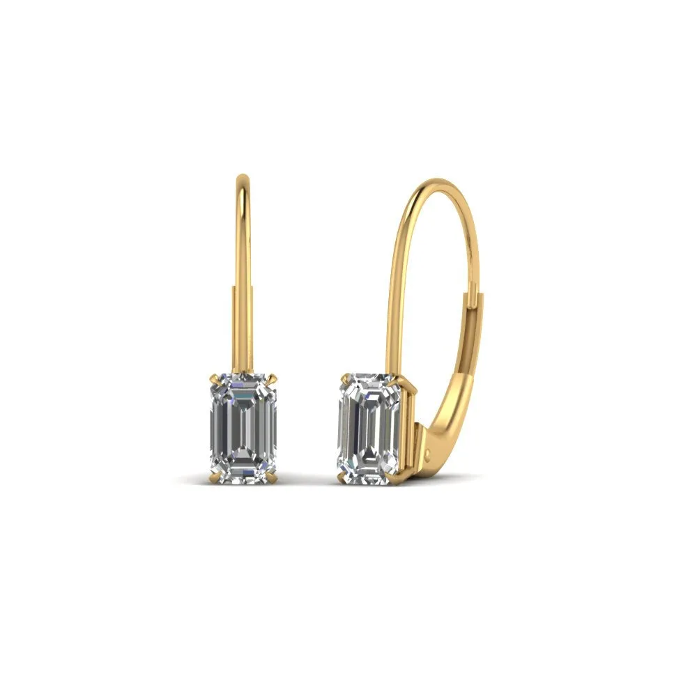 0.50 To 4 Carat Lab Diamond Leverback Stud Earring For Women 14K Gold