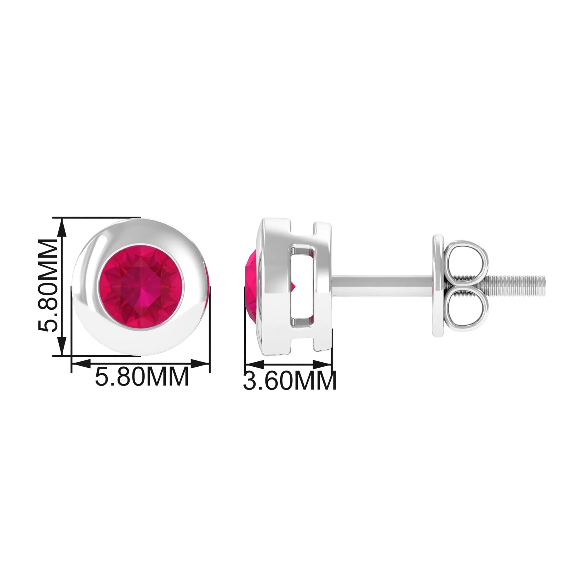 1/4 CT Round Cut Ruby Solitaire Stud Earrings in Bezel Setting