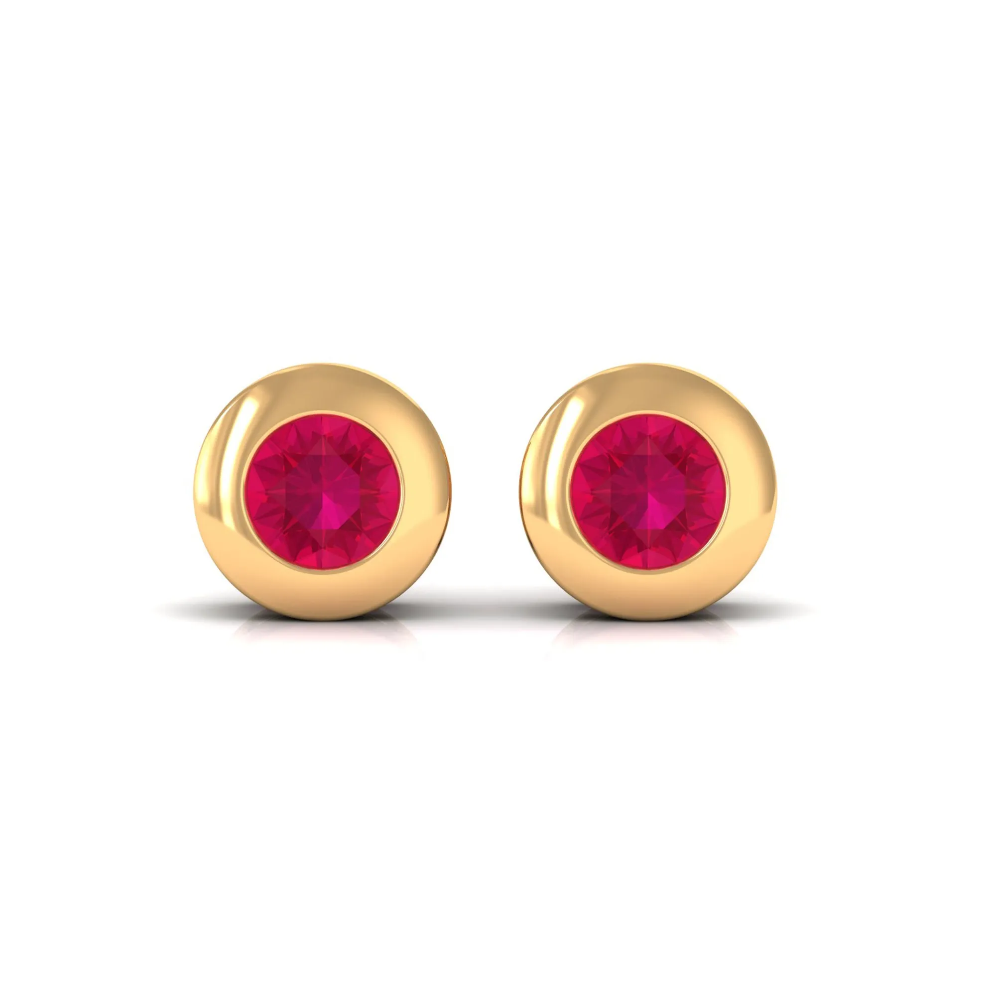 1/4 CT Round Cut Ruby Solitaire Stud Earrings in Bezel Setting