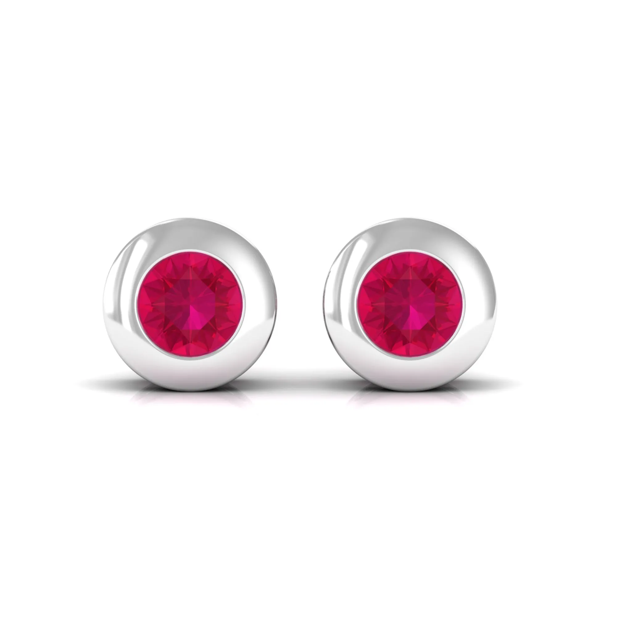 1/4 CT Round Cut Ruby Solitaire Stud Earrings in Bezel Setting