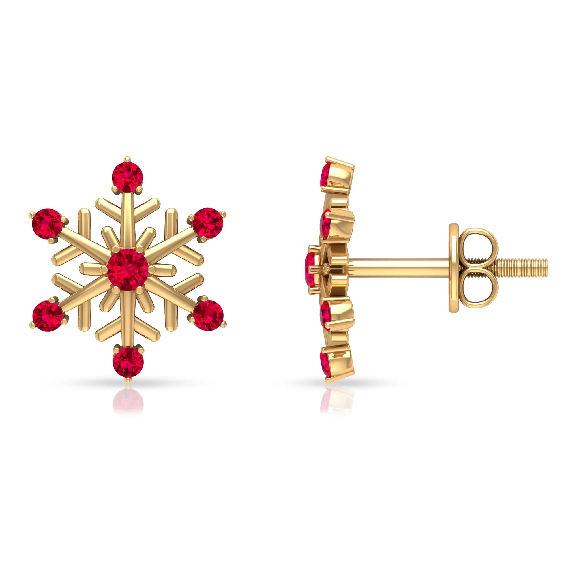 1/4 CT Ruby Snowflake Stud Earrings