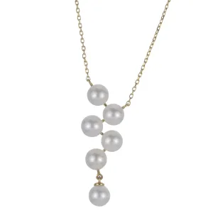 14K Gold Cascading Pearl Necklace with Dangle