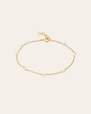 14k Gold Star Charm Anklet