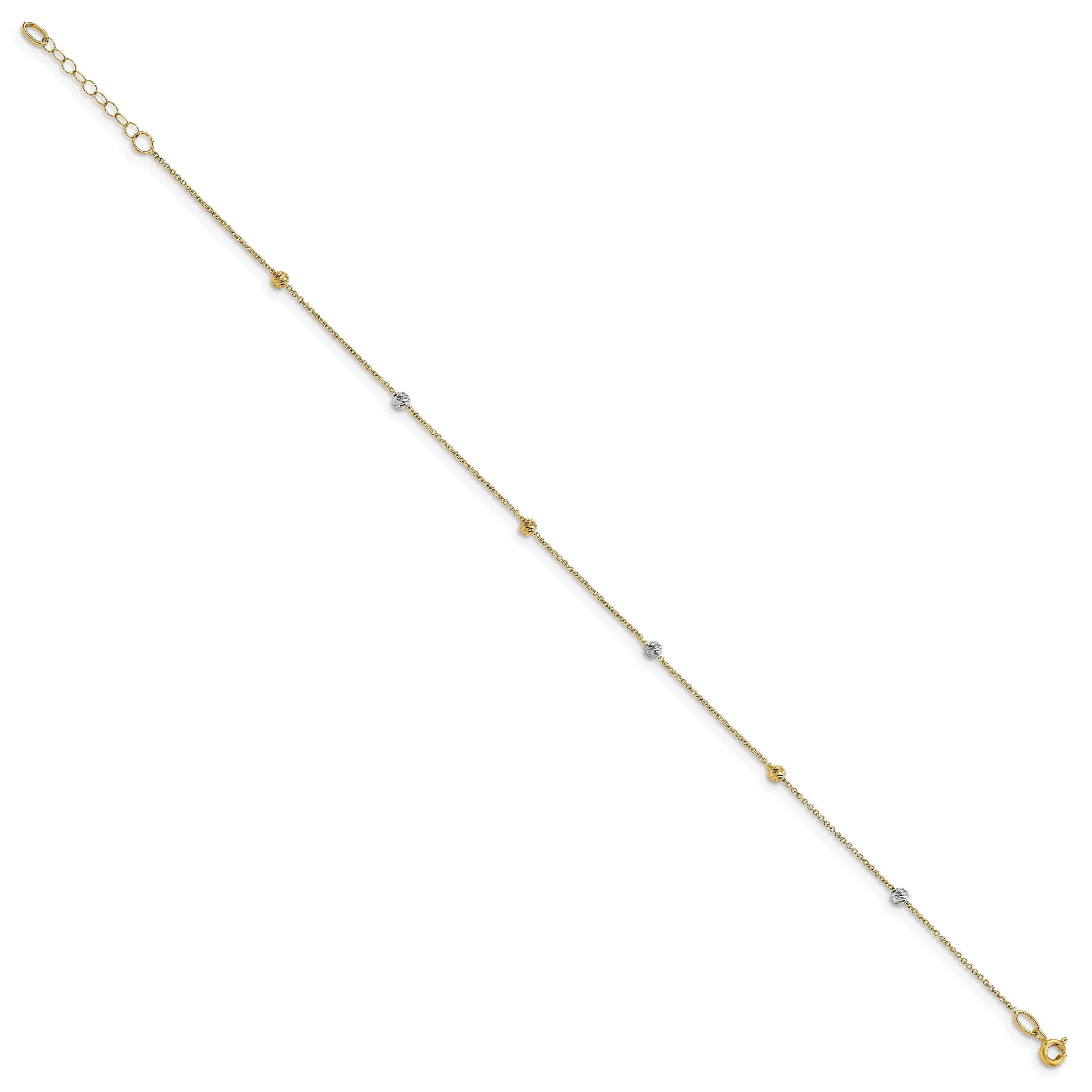 14k Two Tone Gold Polished D.C Anklet