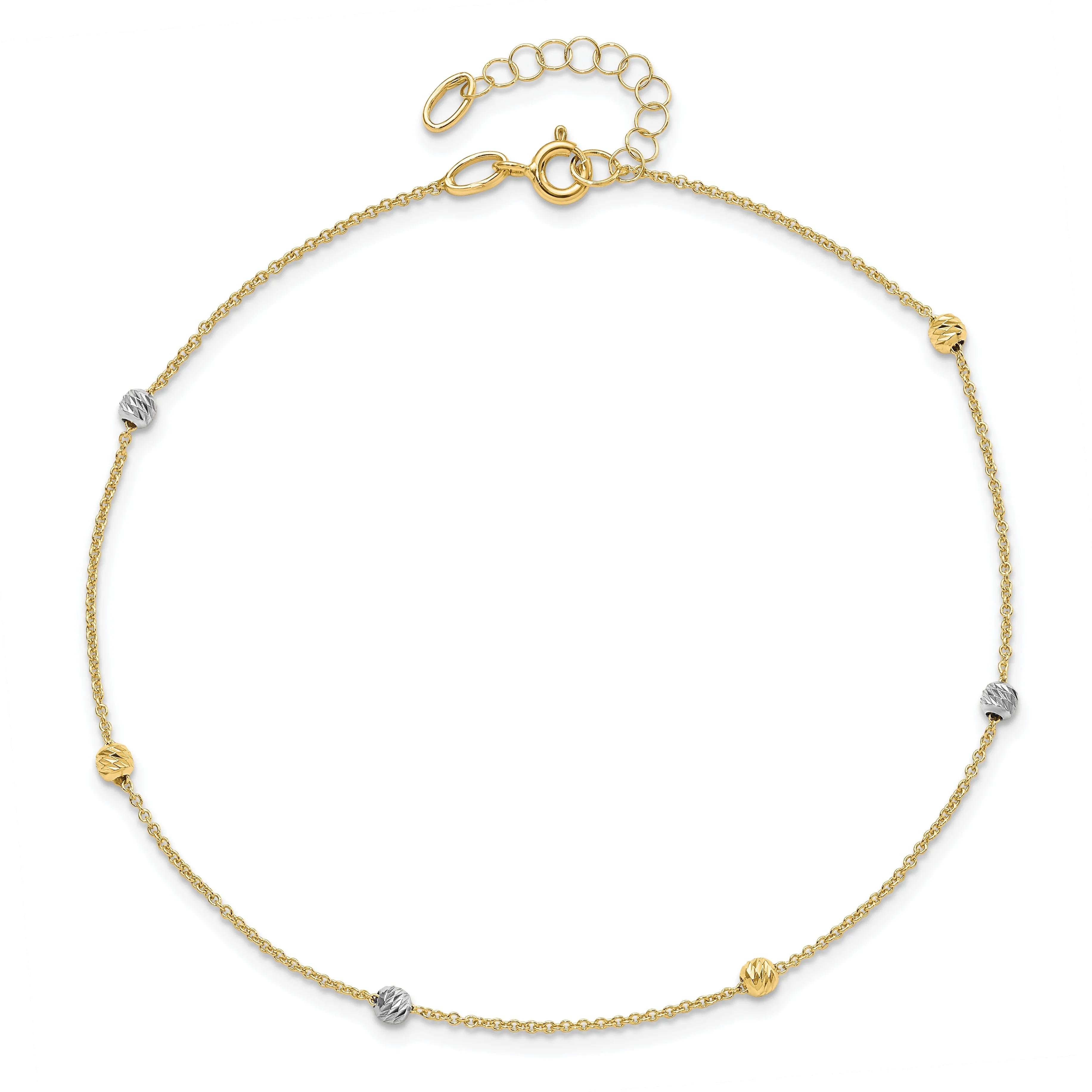 14k Two Tone Gold Polished D.C Anklet