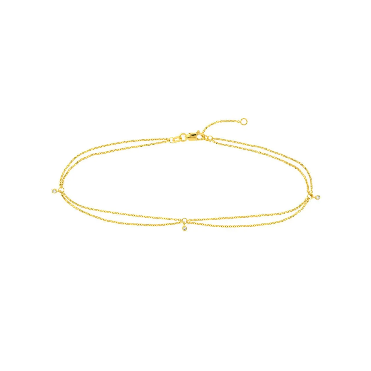 14K Yellow Gold Anklets with Diamonds