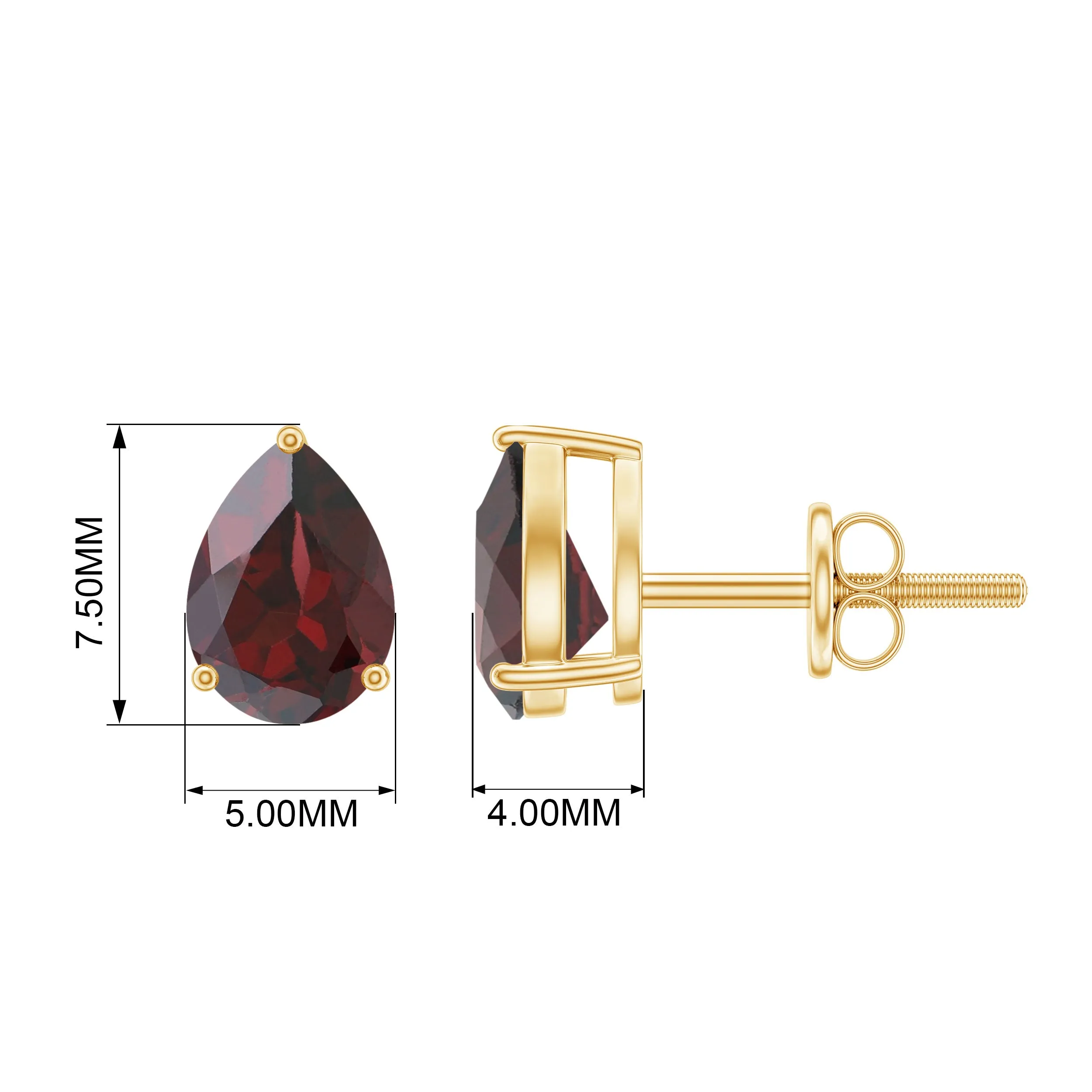 1.5 CT Pear Cut Garnet Solitaire Earrings