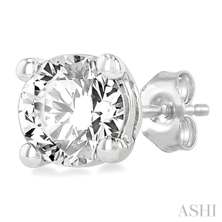 1/5 ctw Round Cut Diamond Stud Earring in 14K White Gold