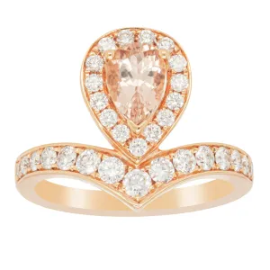 18ct Rose Gold .75ct Morganite & Diamond Tiara Ring