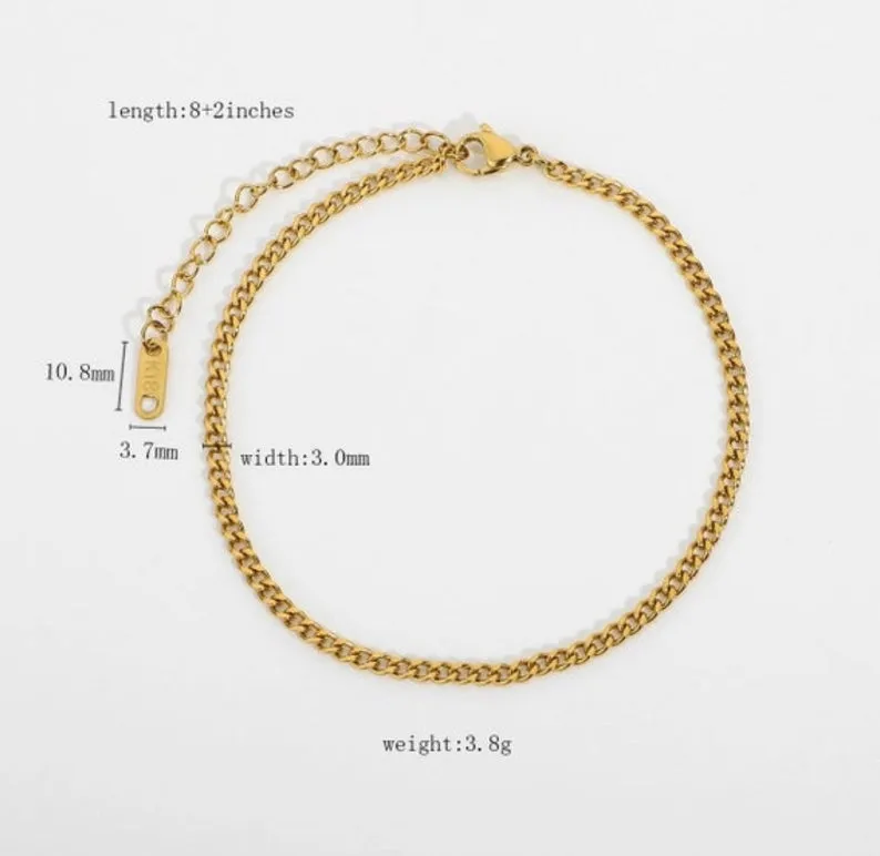 18k Golld-Filled Herringbone Anklet - Cuban Link Anklet - Anklets For Women - Isla Anklet