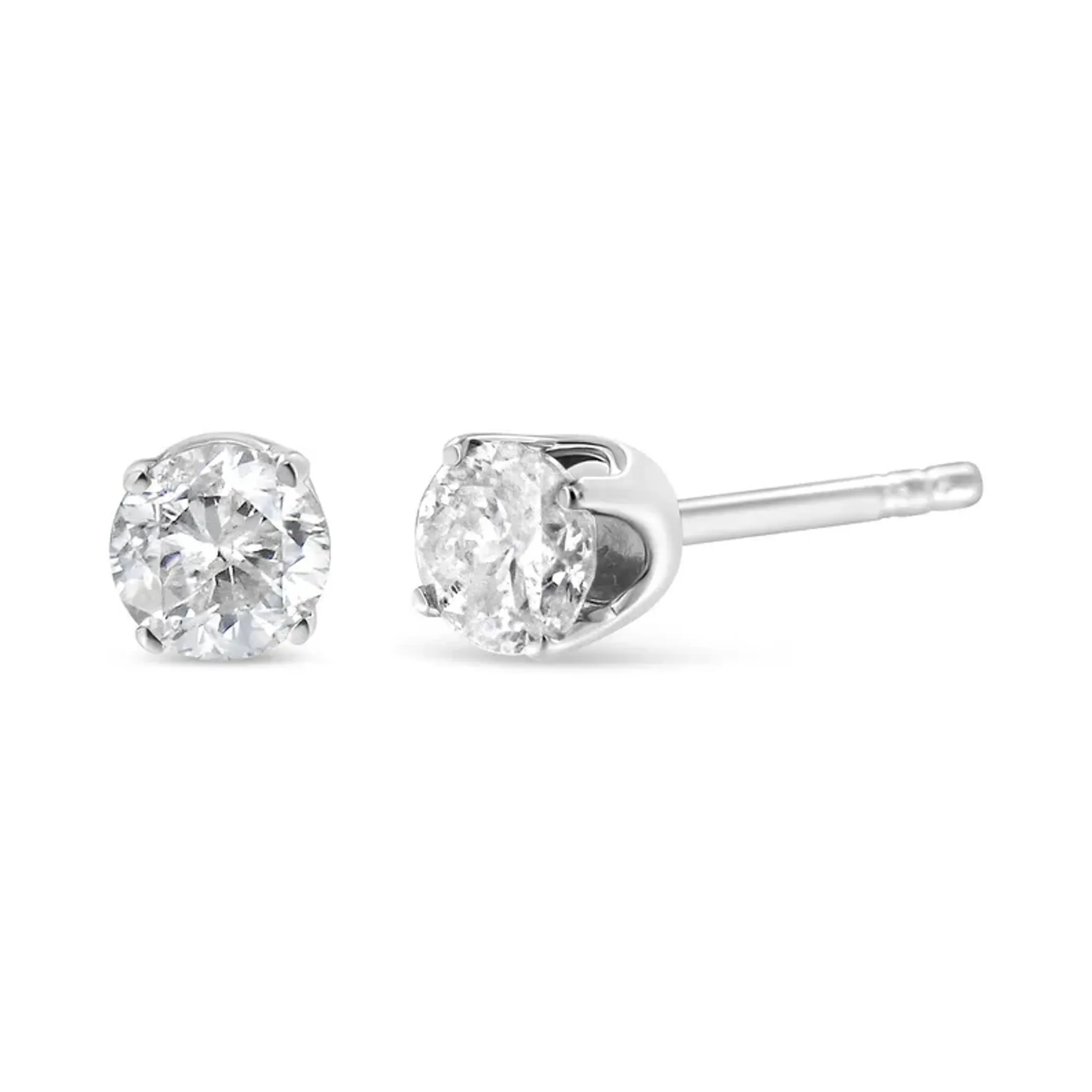 18K White Gold 1/5 Cttw Round Brilliant-Cut Near Colorless Diamond Classic 4-Prong Stud Earrings (G-H Color, VS1-VS2 Clarity)