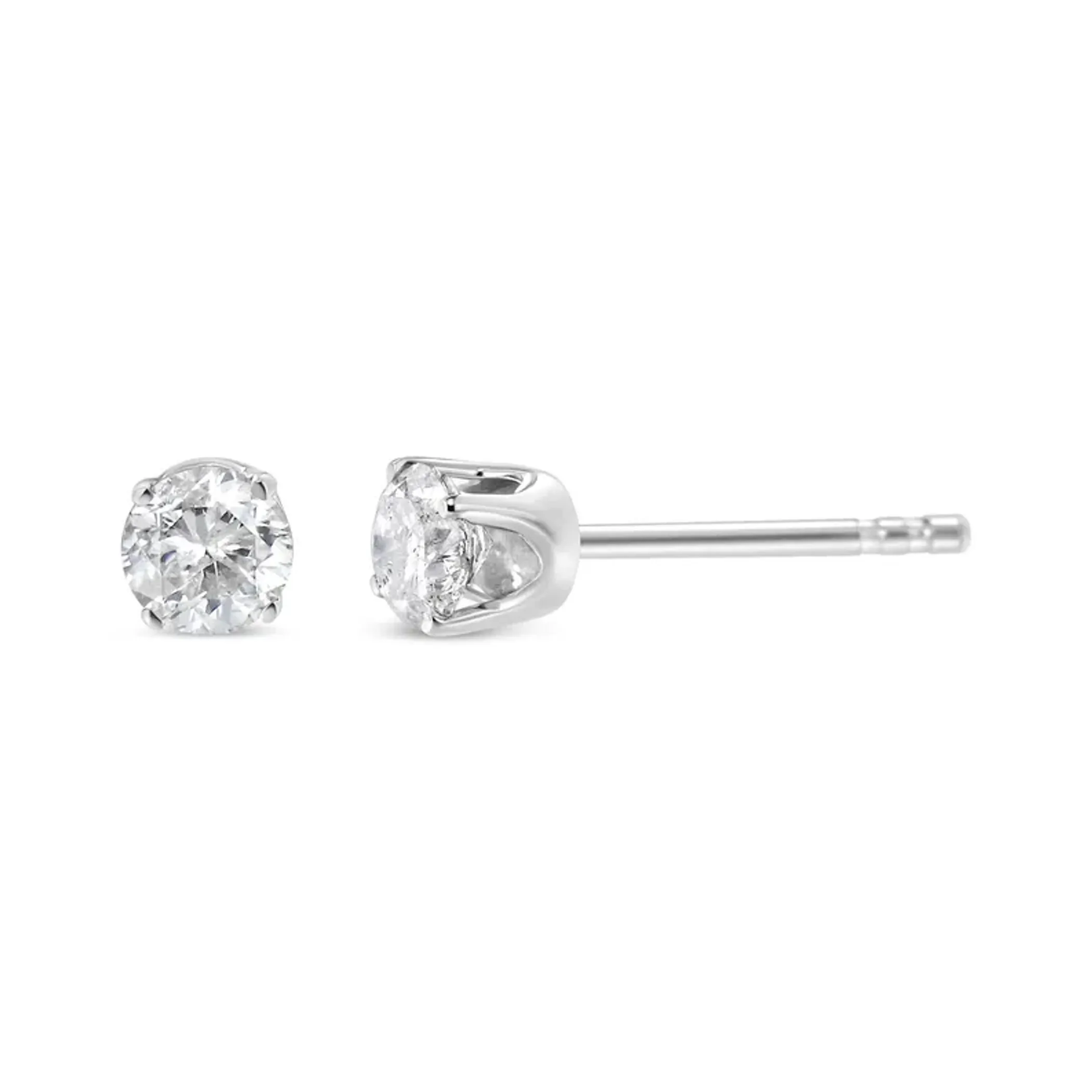 18K White Gold 1/5 Cttw Round Brilliant-Cut Near Colorless Diamond Classic 4-Prong Stud Earrings (G-H Color, VS1-VS2 Clarity)