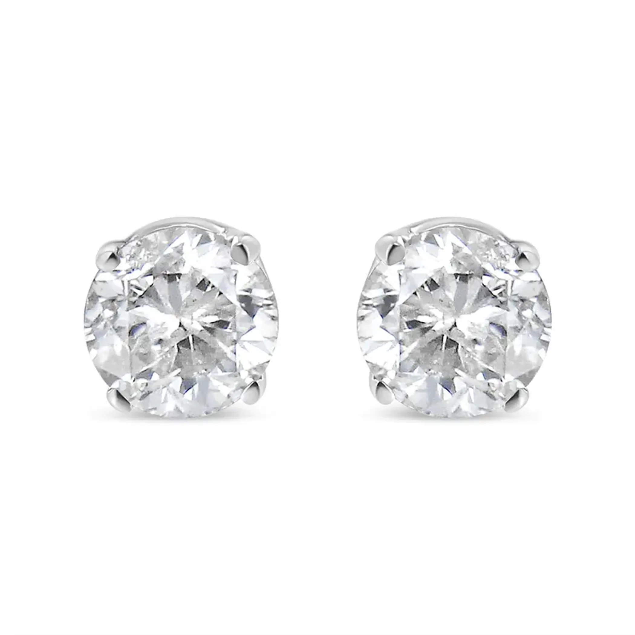 18K White Gold 1/5 Cttw Round Brilliant-Cut Near Colorless Diamond Classic 4-Prong Stud Earrings (G-H Color, VS1-VS2 Clarity)