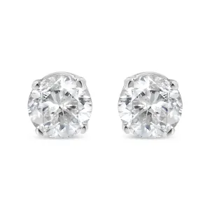 18K White Gold 1/5 Cttw Round Brilliant-Cut Near Colorless Diamond Classic 4-Prong Stud Earrings (G-H Color, VS1-VS2 Clarity)