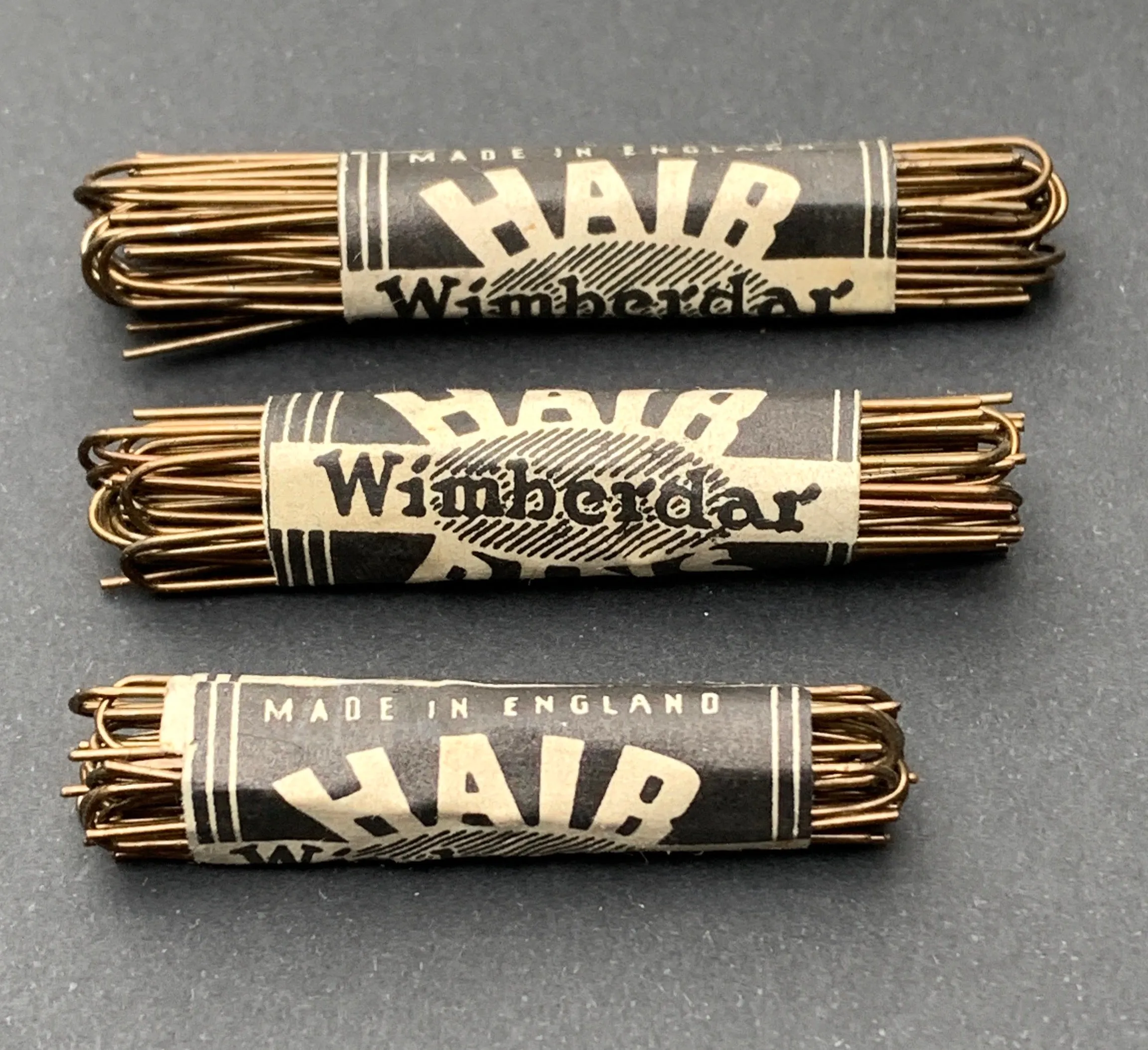 1940s Brown Crimped 4cm, 4.5cm or 5cm Hair Pins - 12 in a Roll