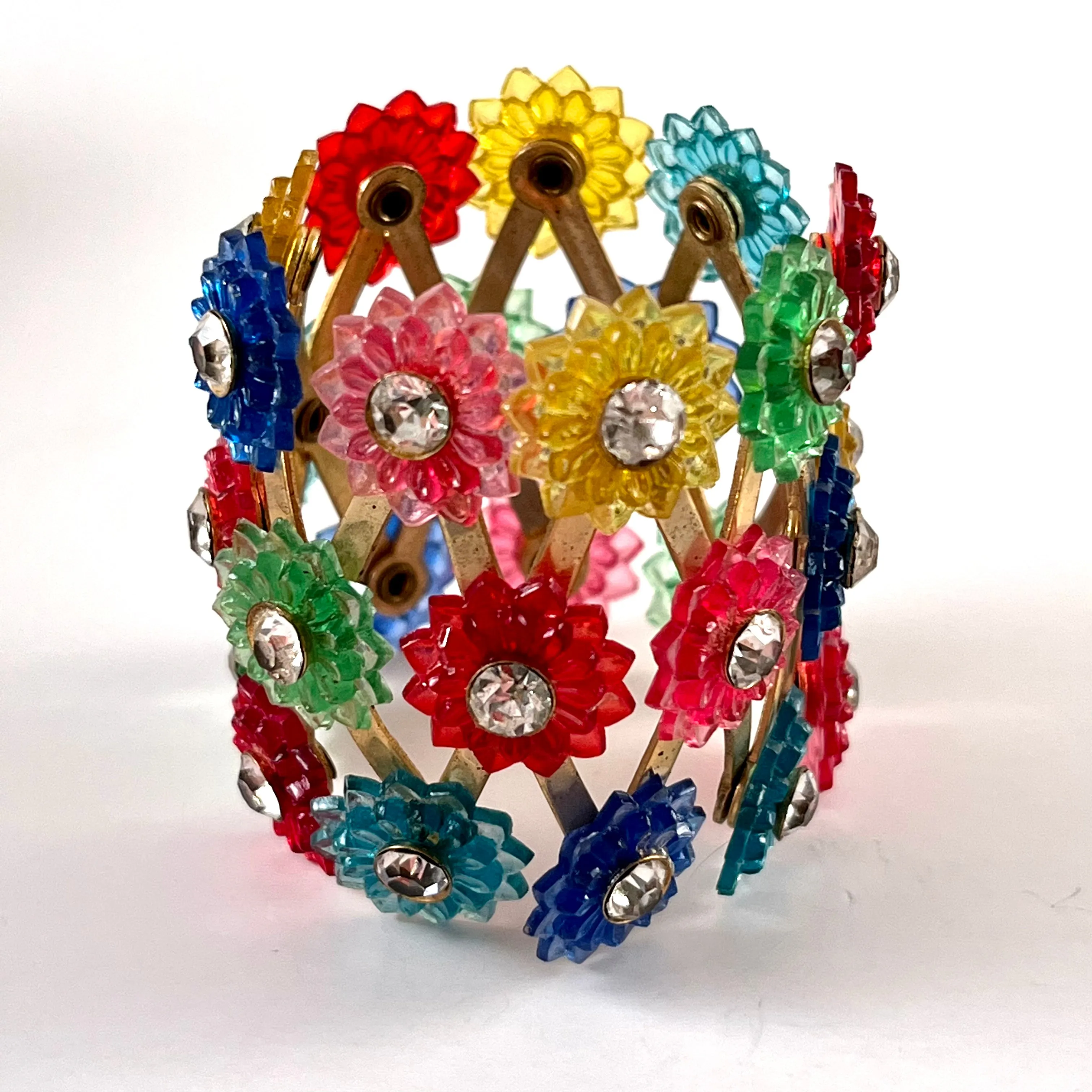 1960s Expandable Floral Hair Bun or Ponytail Holder