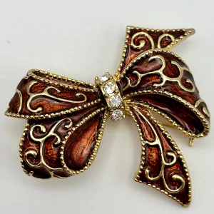 1990s Monet Enamel & Rhinestone Bow Brooch