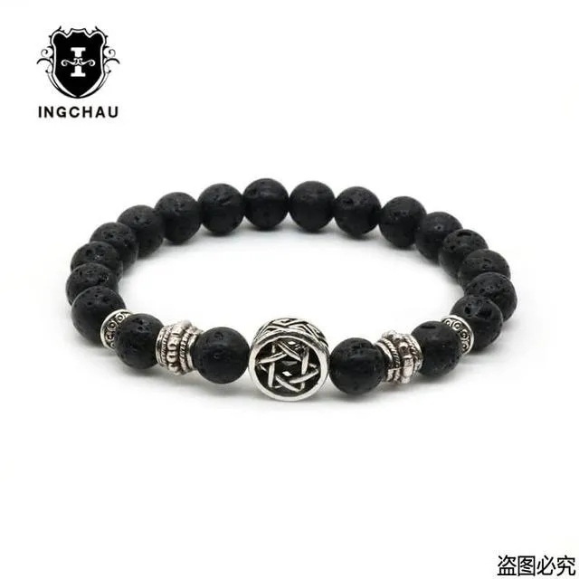 2018 Lava Rock Jewish Star of David Bracelet