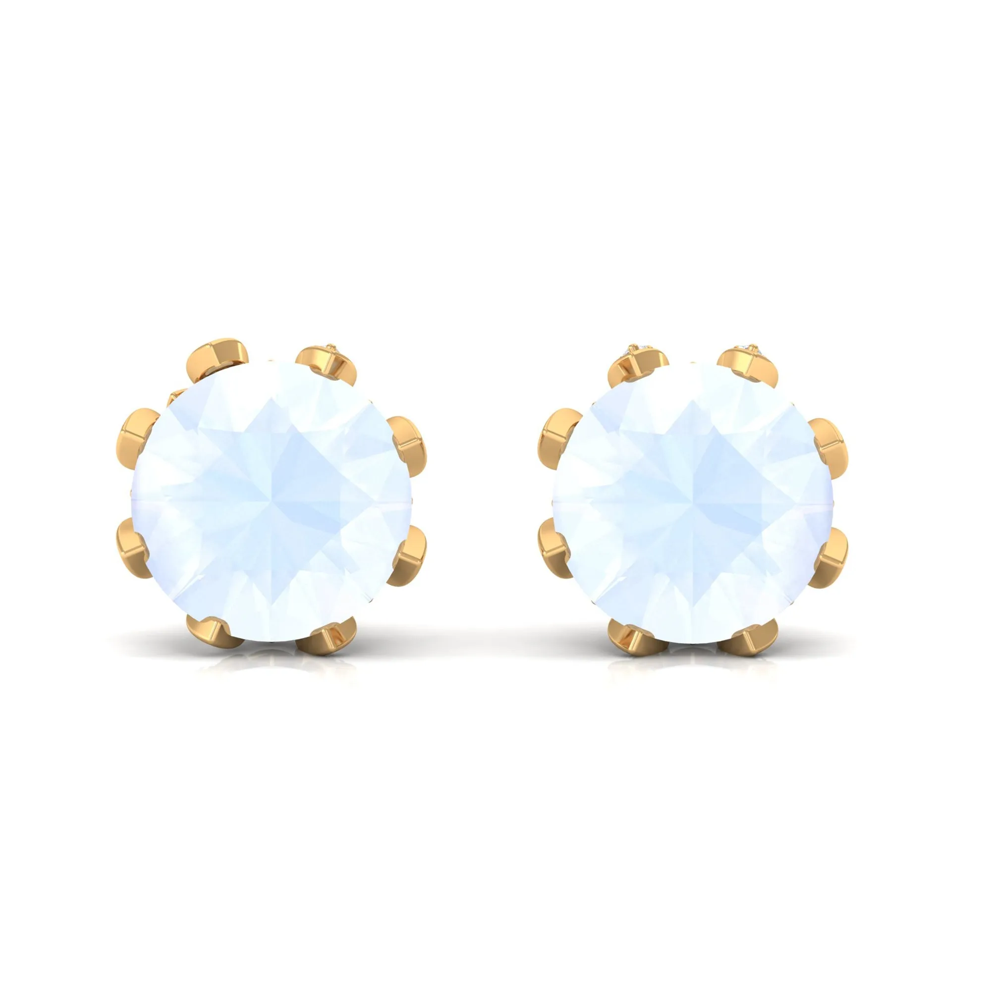 2.25 CT Natural Moonstone Solitaire Bridal Stud Earrings with Diamond