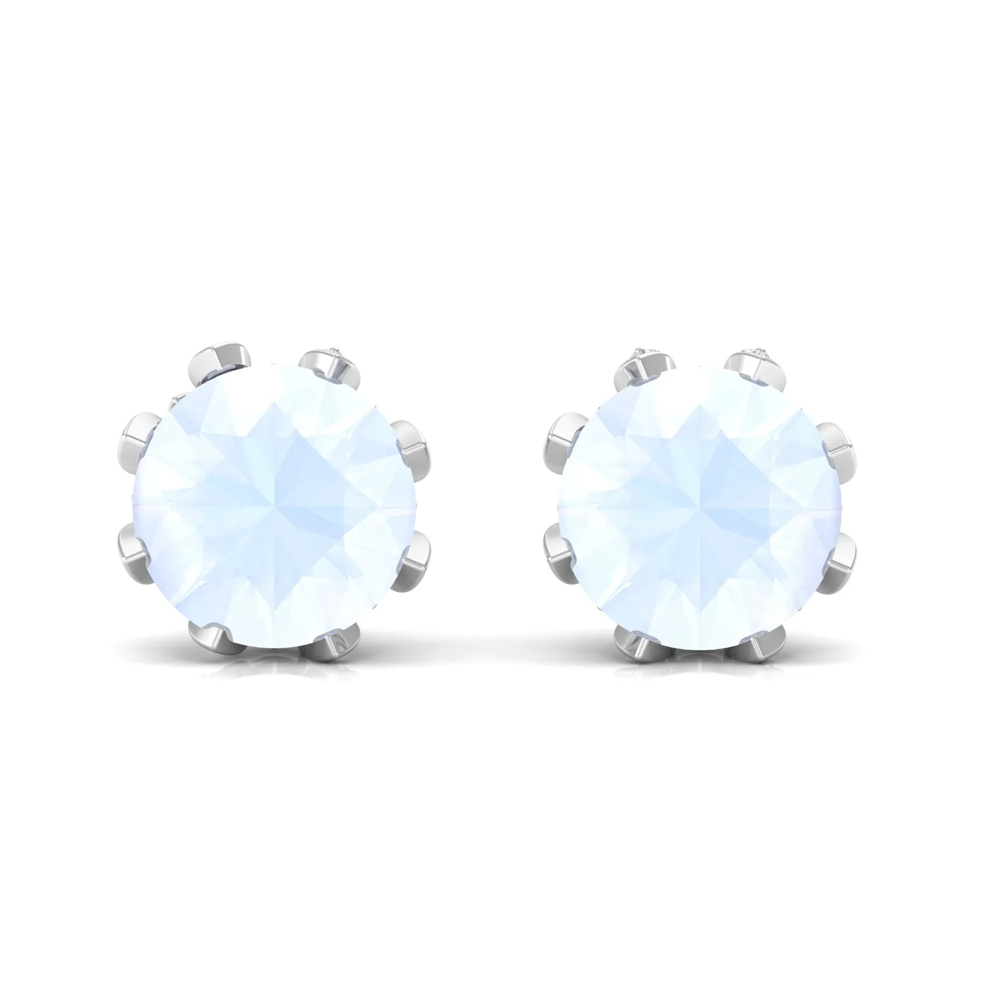 2.25 CT Natural Moonstone Solitaire Bridal Stud Earrings with Diamond