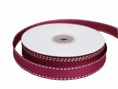 25 Yards 5/8" DIY Burgundy Stitched Grosgrain Ribbon Wedding Party Dress Favor Gift Craft Decoration