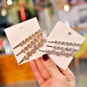 3 Piece Set Shiny Geometric Crystal Hairpins