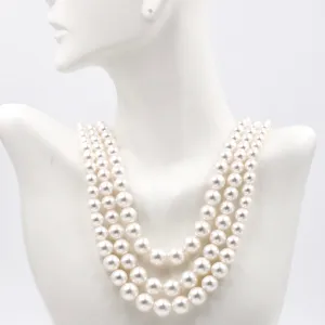 3 Stranded Swarovski Pearl Necklace Layered Necklace Beaded Necklace 4-10mm SKU: 6143394