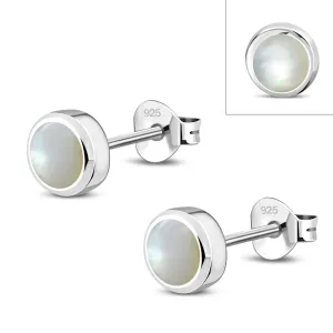 4.10mm | Mother of Pearl Sterling Silver Stud Earrings