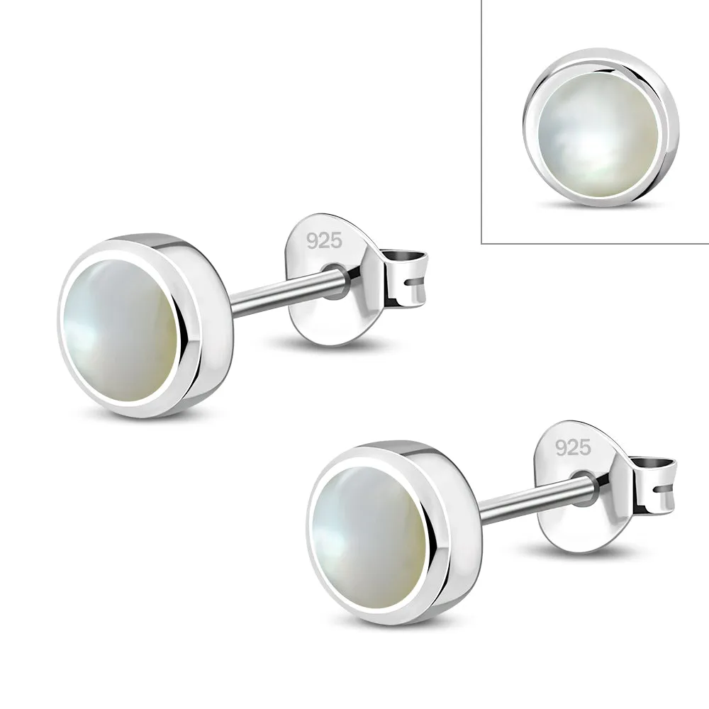 4.10mm | Mother of Pearl Sterling Silver Stud Earrings