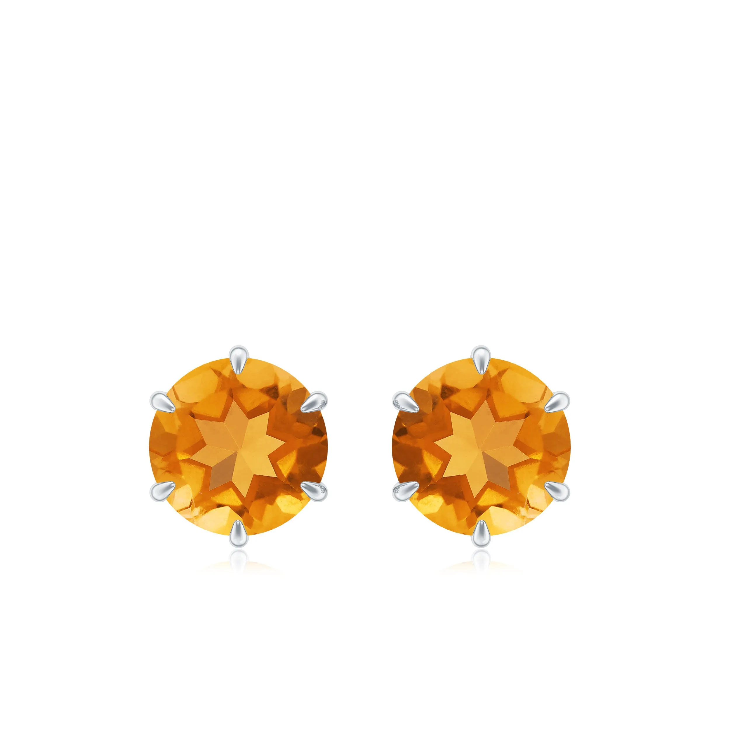 6 MM Claw Set Citrine Solitaire Stud Earrings