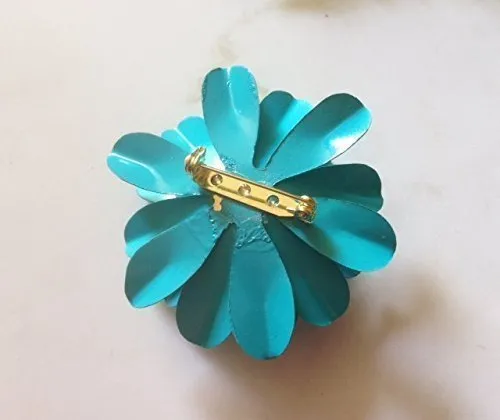 60s Style Bright Aqua Blue Antiqued Water Lily