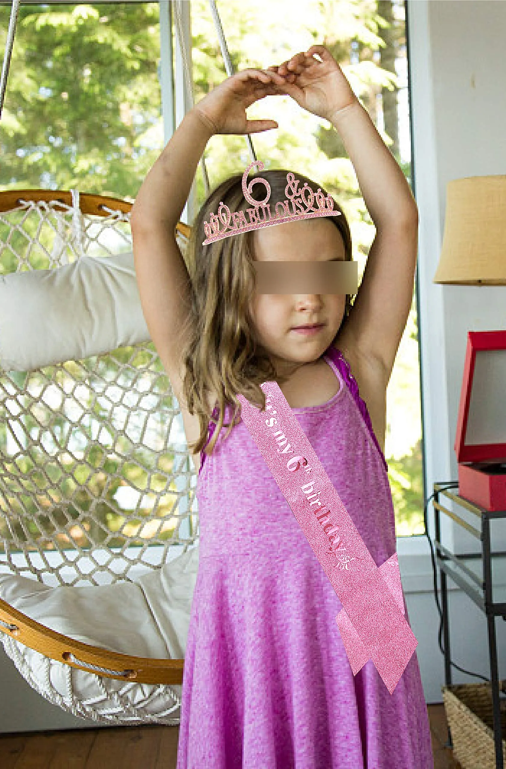 6th Birthday Gifts for Girls,6th Birthday Tiara and Sash Pink,6th Birthday Decorations