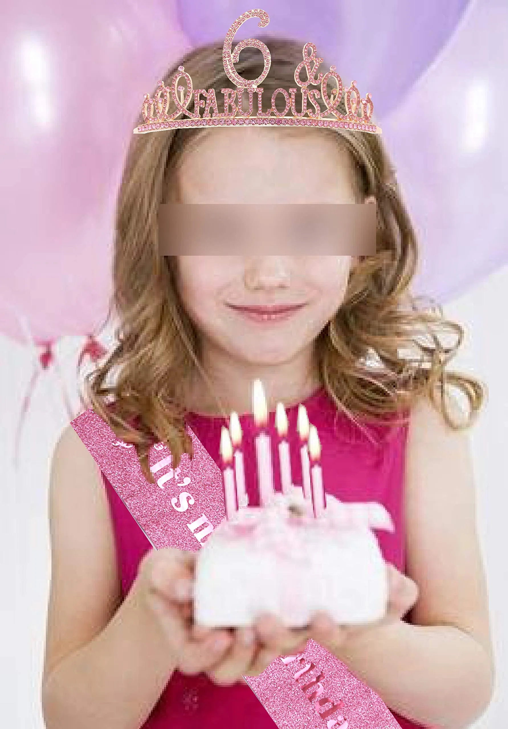 6th Birthday Gifts for Girls,6th Birthday Tiara and Sash Pink,6th Birthday Decorations