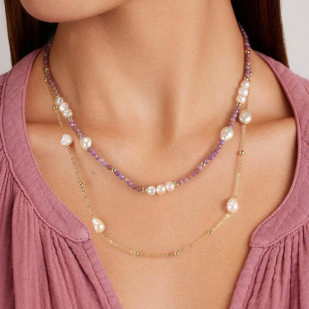 925 Silver Phosphosiderite Pearl Necklace