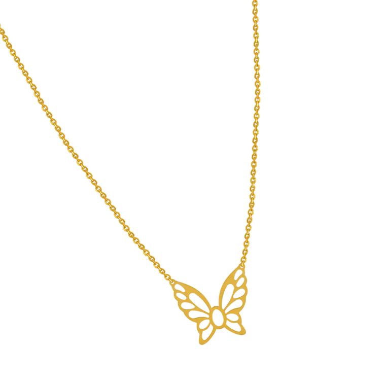 A Dainty 22k Gold Chain With An Elegantly Shaped Butterfly In The Middle