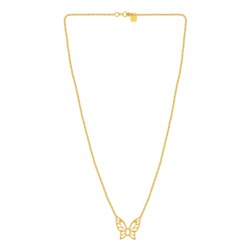 A Dainty 22k Gold Chain With An Elegantly Shaped Butterfly In The Middle