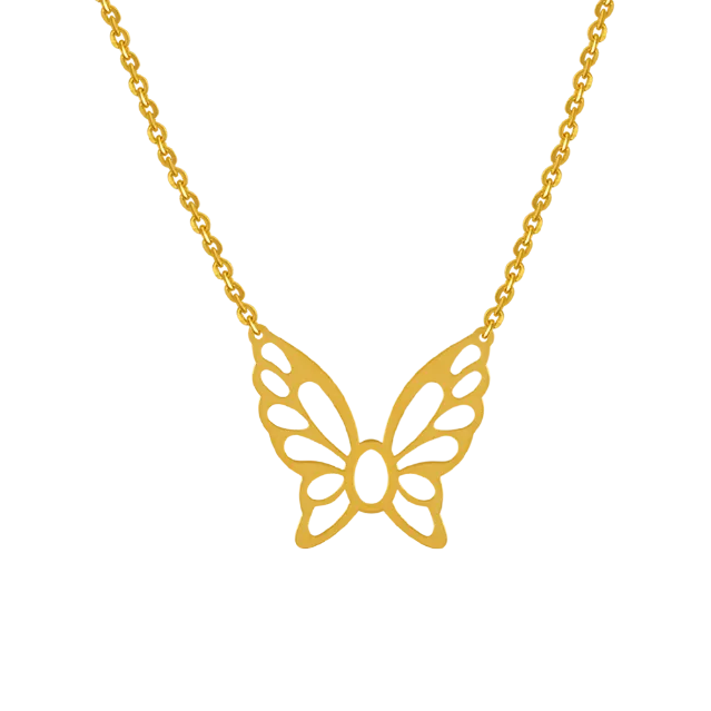 A Dainty 22k Gold Chain With An Elegantly Shaped Butterfly In The Middle