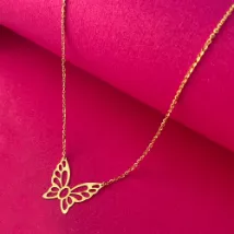 A Dainty 22k Gold Chain With An Elegantly Shaped Butterfly In The Middle