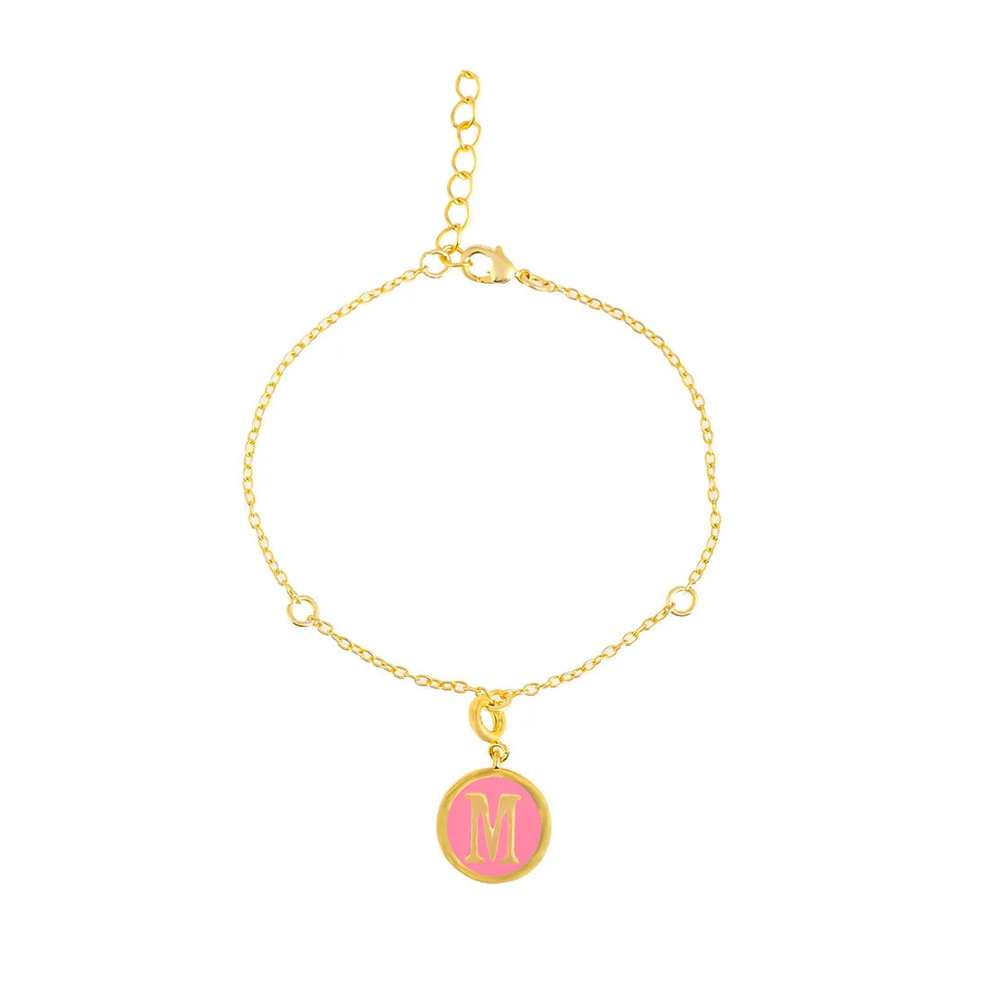 Alphabet M Pink Enamel Charm - Voylla