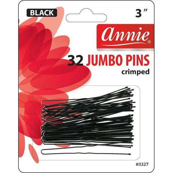 Annie Jumbo Hair Pins 3" 32Ct Black