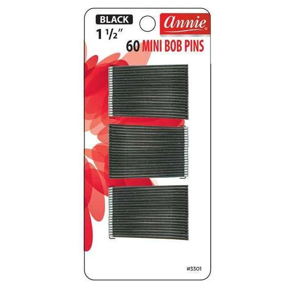 Annie Mini Bob Pins 1 1/2" 60Ct Black