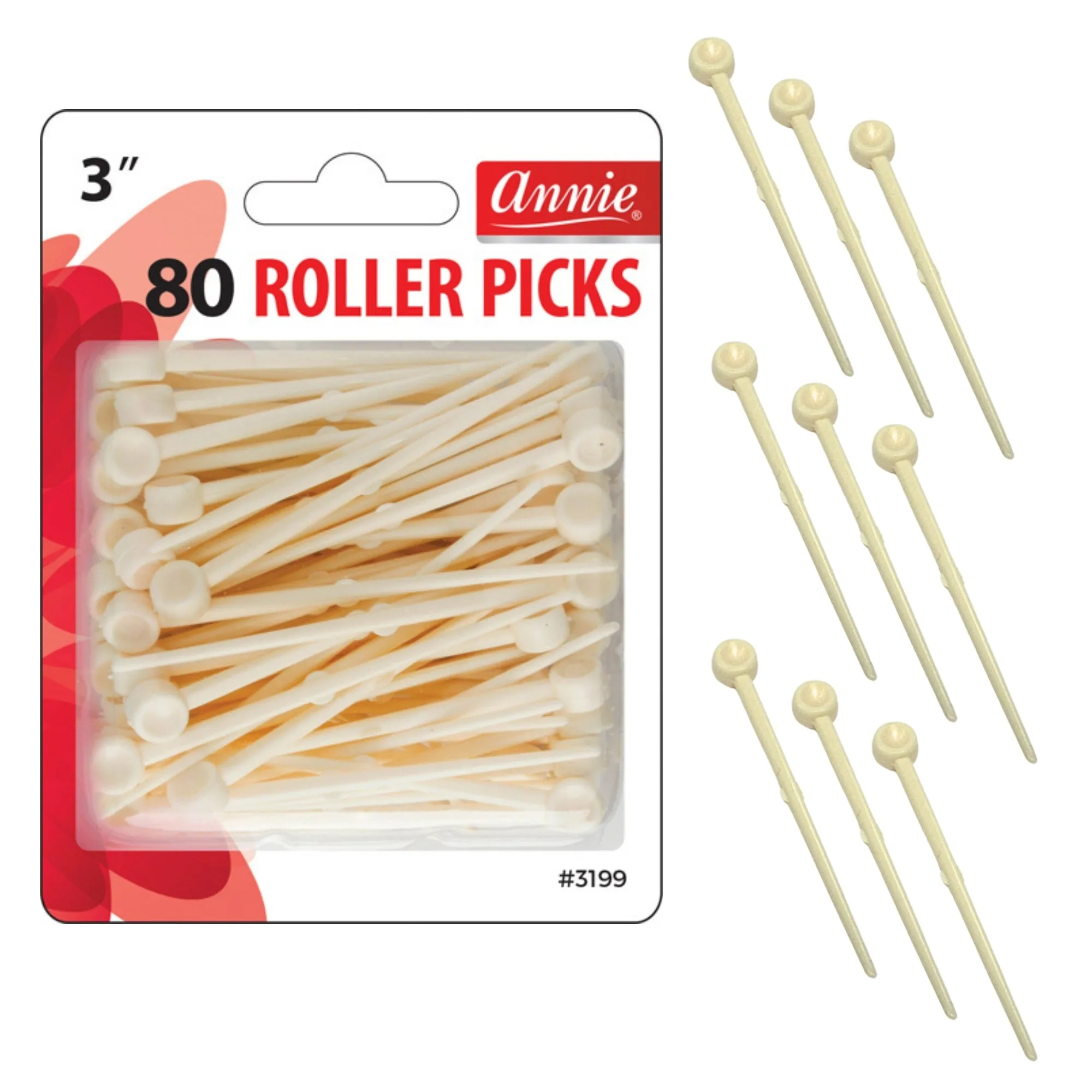 Annie Plastic Roller Picks 3In 80Ct