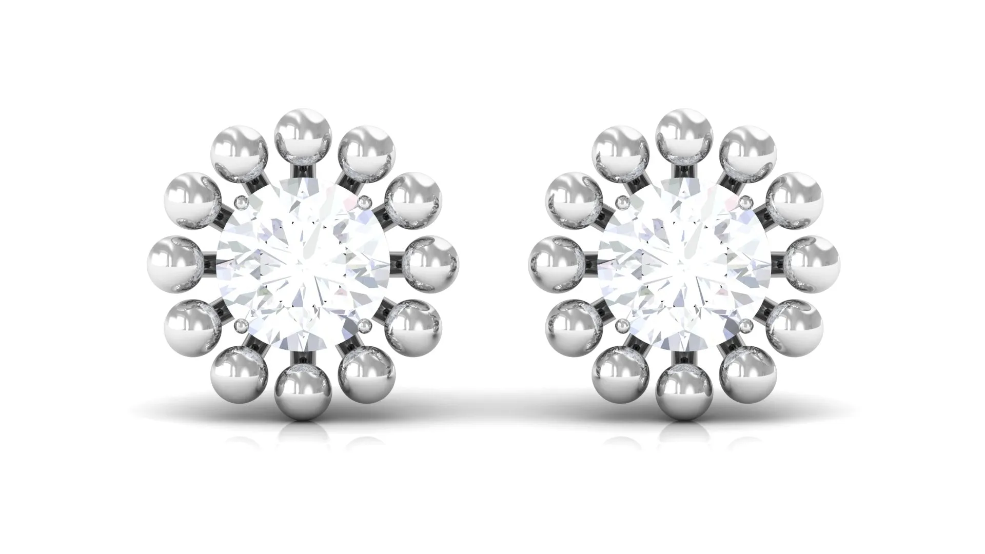 Beaded Diamond Solitaire Stud Earrings for Women