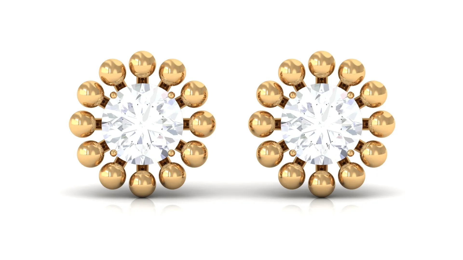 Beaded Diamond Solitaire Stud Earrings for Women