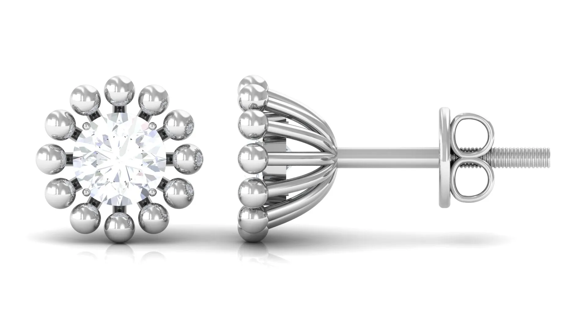 Beaded Diamond Solitaire Stud Earrings for Women