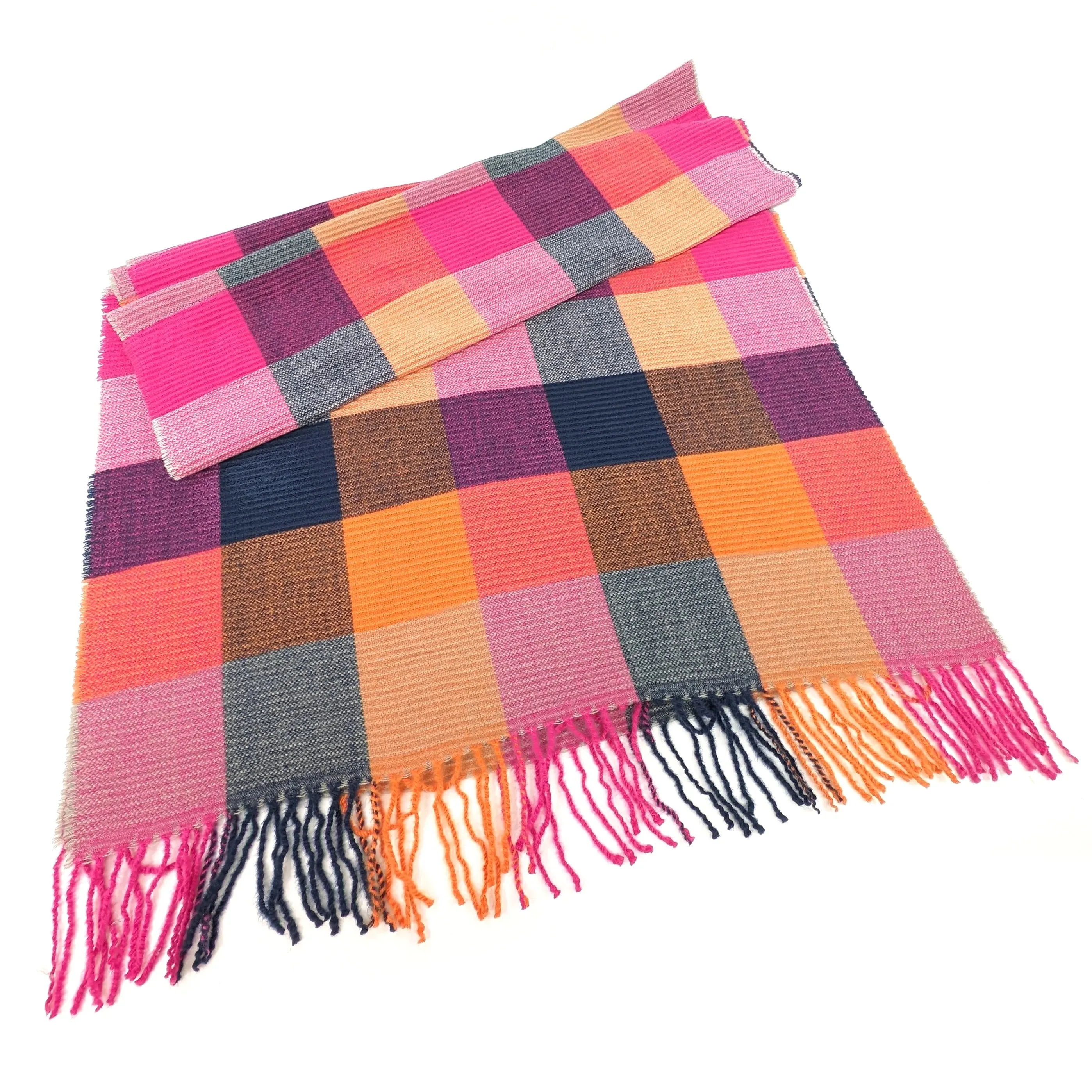 Black Ginger 180cm Pink Podvis Crinkle Squares Scarf - 736-417