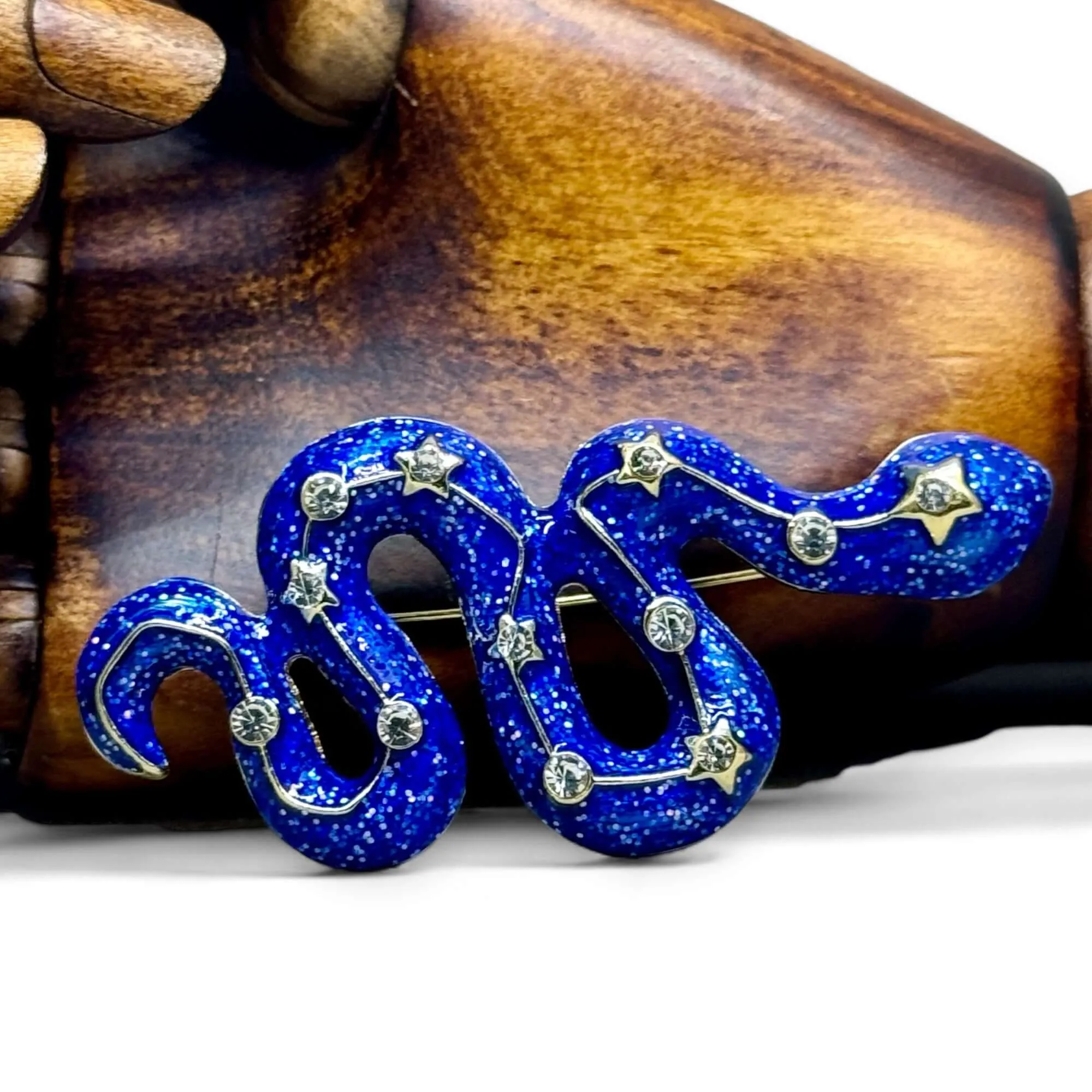 Celestial Snake Enamel Brooch