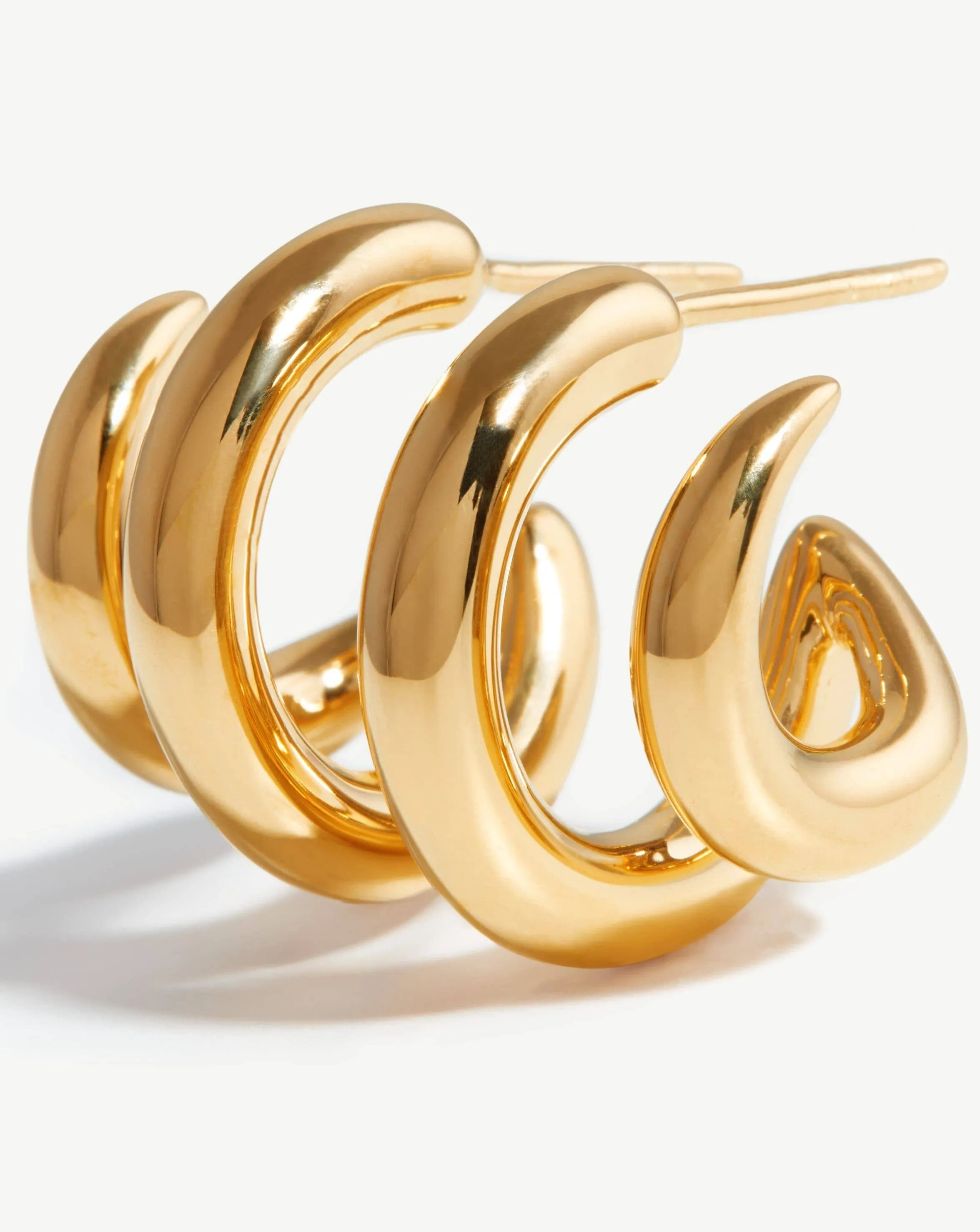 Claw Chunky Double Hoop Earrings | 18ct Gold Plated